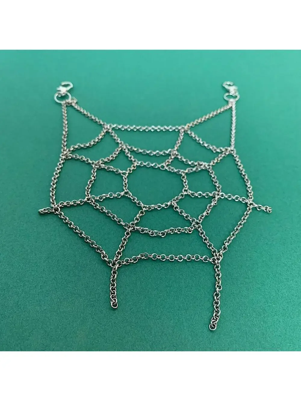 Cyber Y2k style spiderweb ️ silver pocket chain. Punk emo grunge style. This